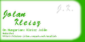 jolan kleisz business card